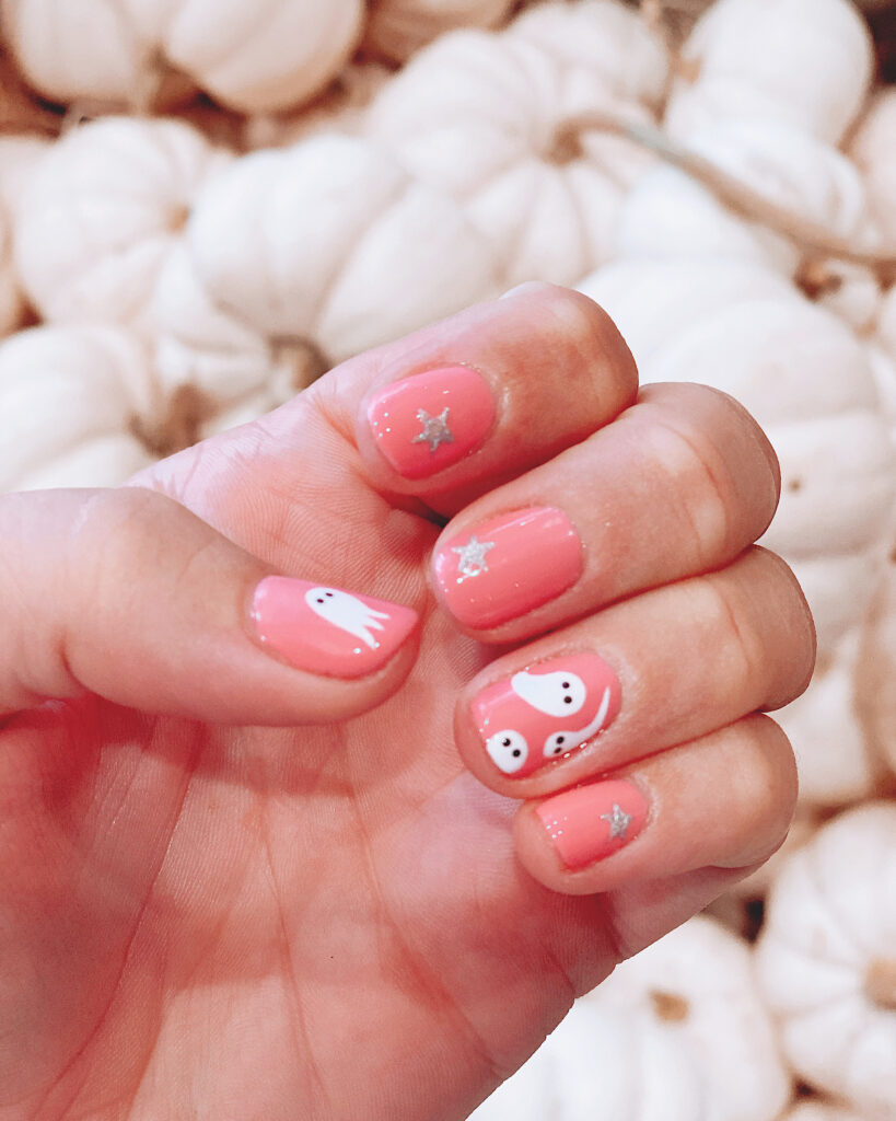 Pink Ghost Nail Art