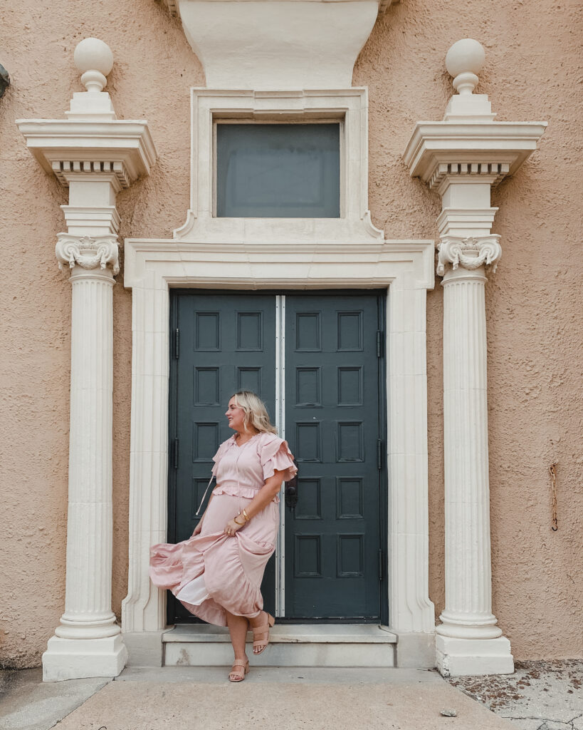 Easter Dresses from Red Dress - SELL EAT LOVE.  Blush Pink Midi Dress with Tiered Ruffle Sleeve 