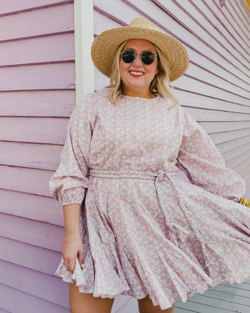 Easter Dresses - SELL EAT LOVE. GiveMeFlowers Lavender Dress with Swing Bottom, braided belt and balloon sleeves. 