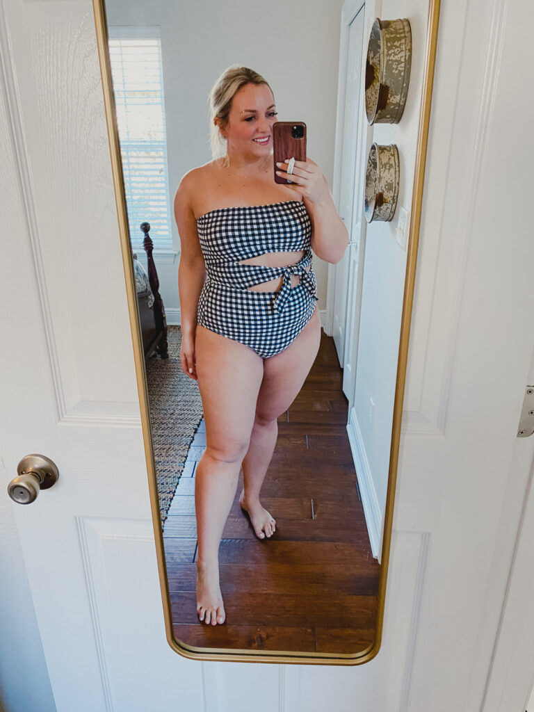 Best Swimsuits this Year | Curvy Women - One Piece Gingham Tie Front Bathing Suit