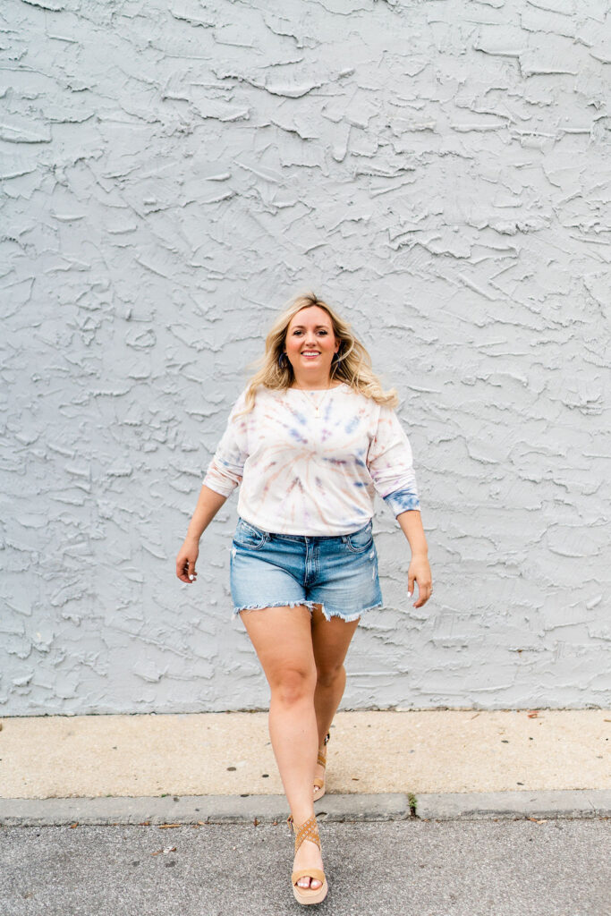 5 Fashion Trends This Summer - Denim Shorts with Tie Dye Long Sleeve