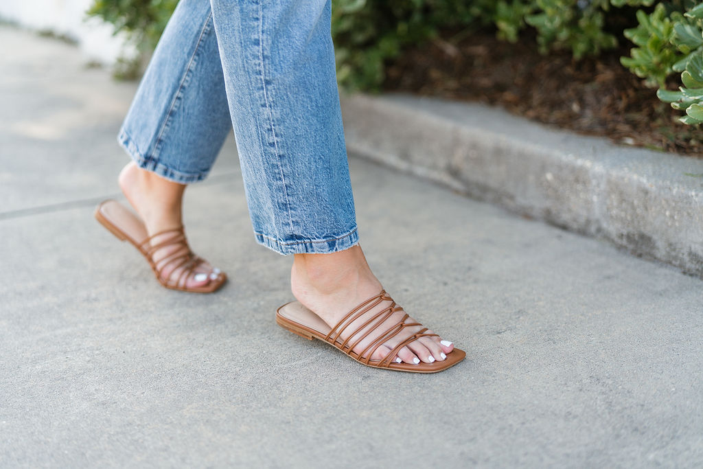 Cognac Slip on Sandals. SellEatLove.com