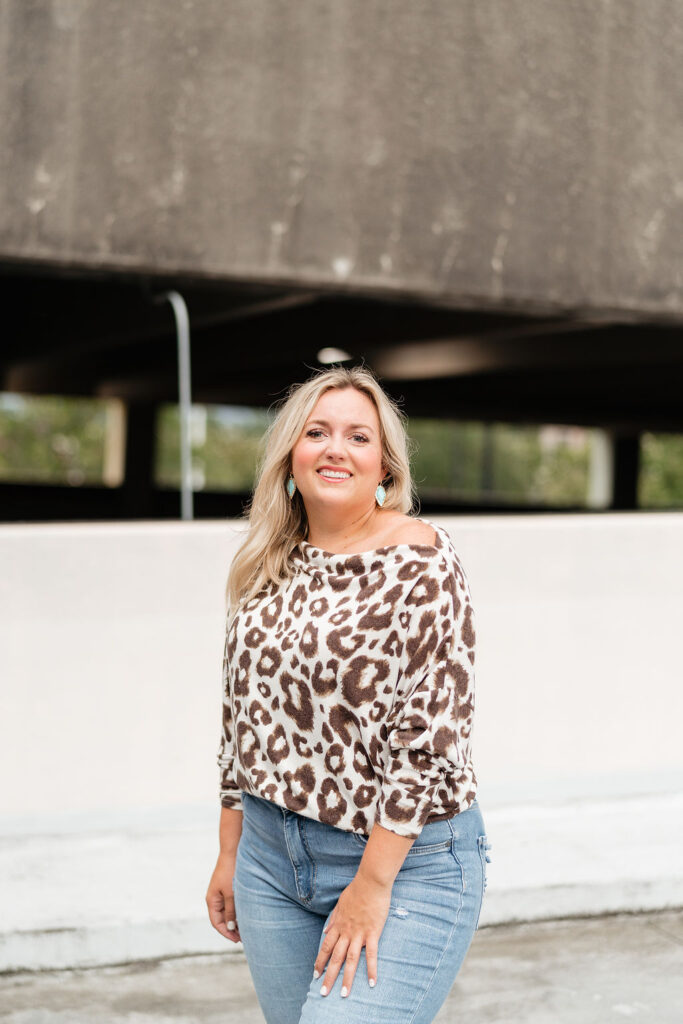 Nordstrom Anniversary Sale - Gibson Leopard Print Off the Shoulder Top with Denim Jeans. SellEatLove.com